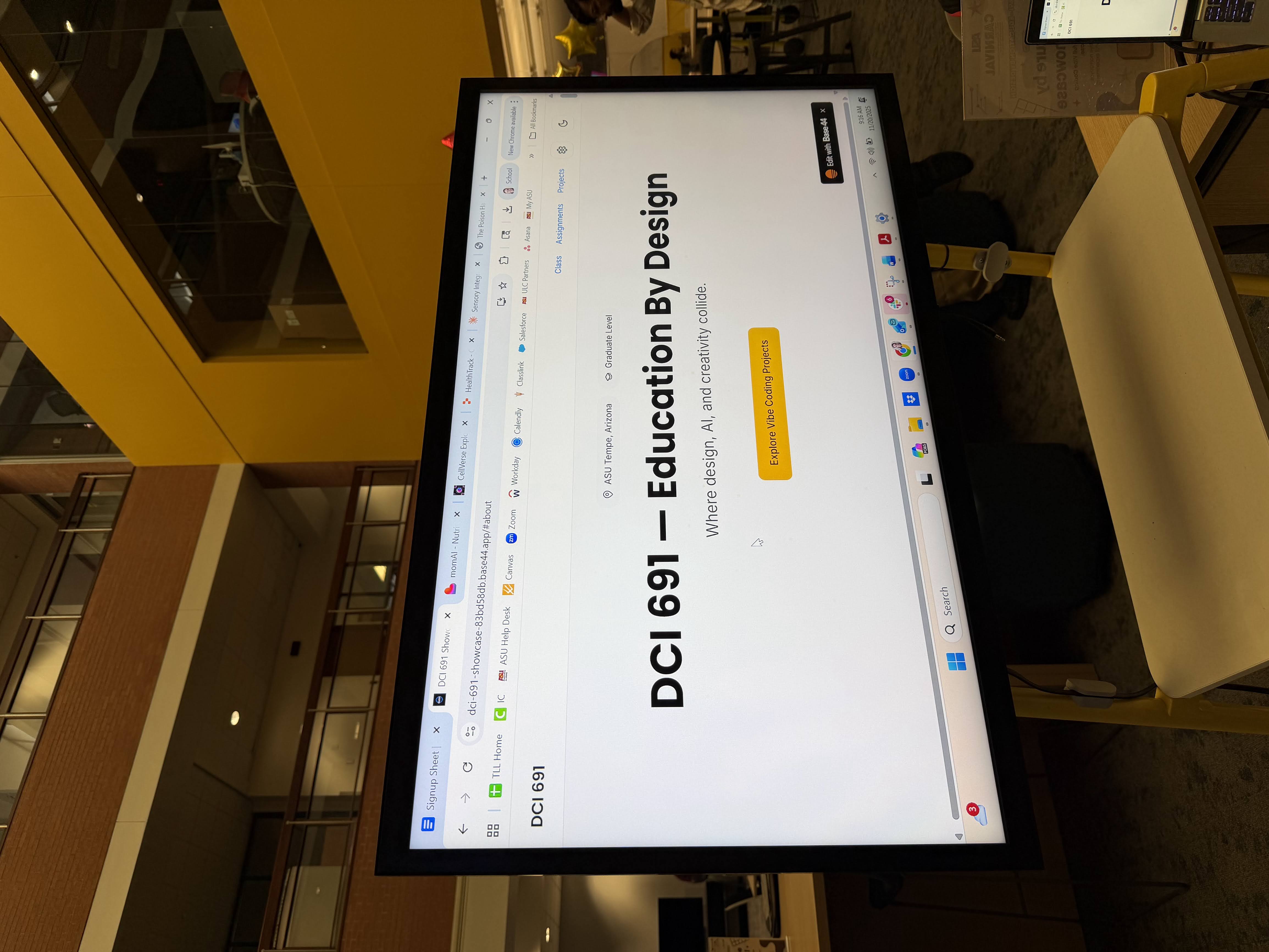 Live DCI 691 website on screen at ASU