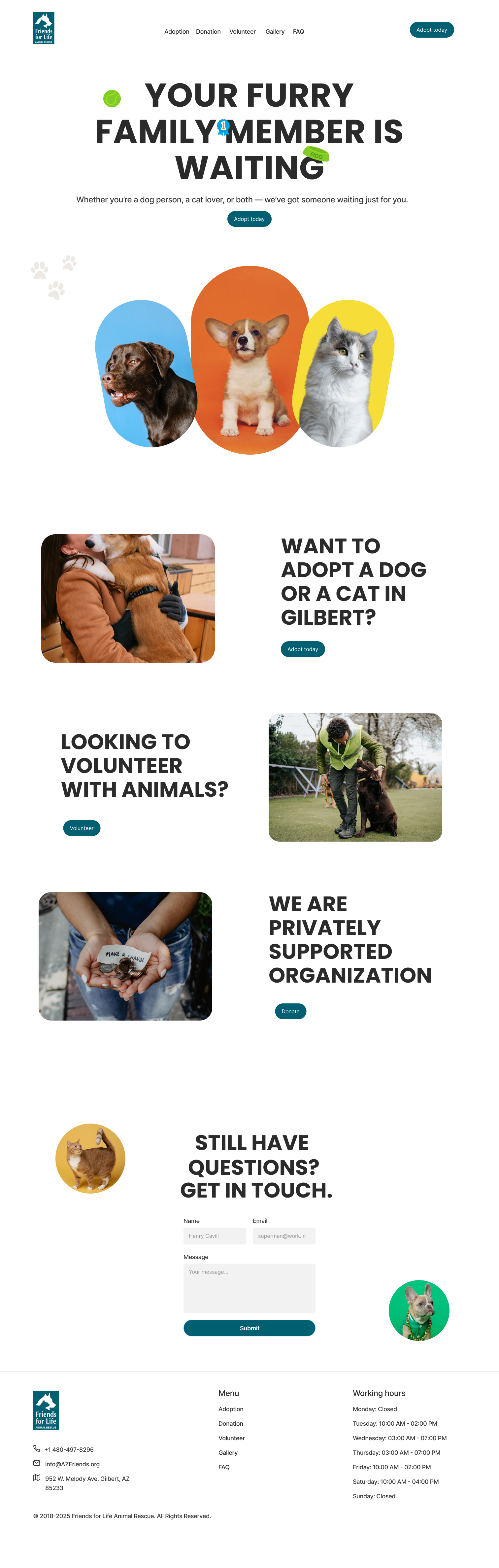 Redesigned AZFriends.org — full page