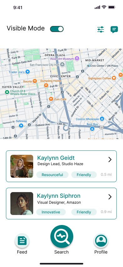 SWERV — Main screen with nearby professionals
